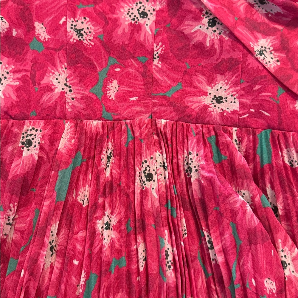 AMUR NWT Raspberry Floral One Shoulder Pleated Maxi Gown Wedding Guest Dress - Picture 9 of 10